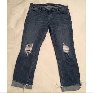 Distressed Straight Boyfriend Jeans - Size 10